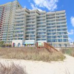 View of Blue Water Resort from beach